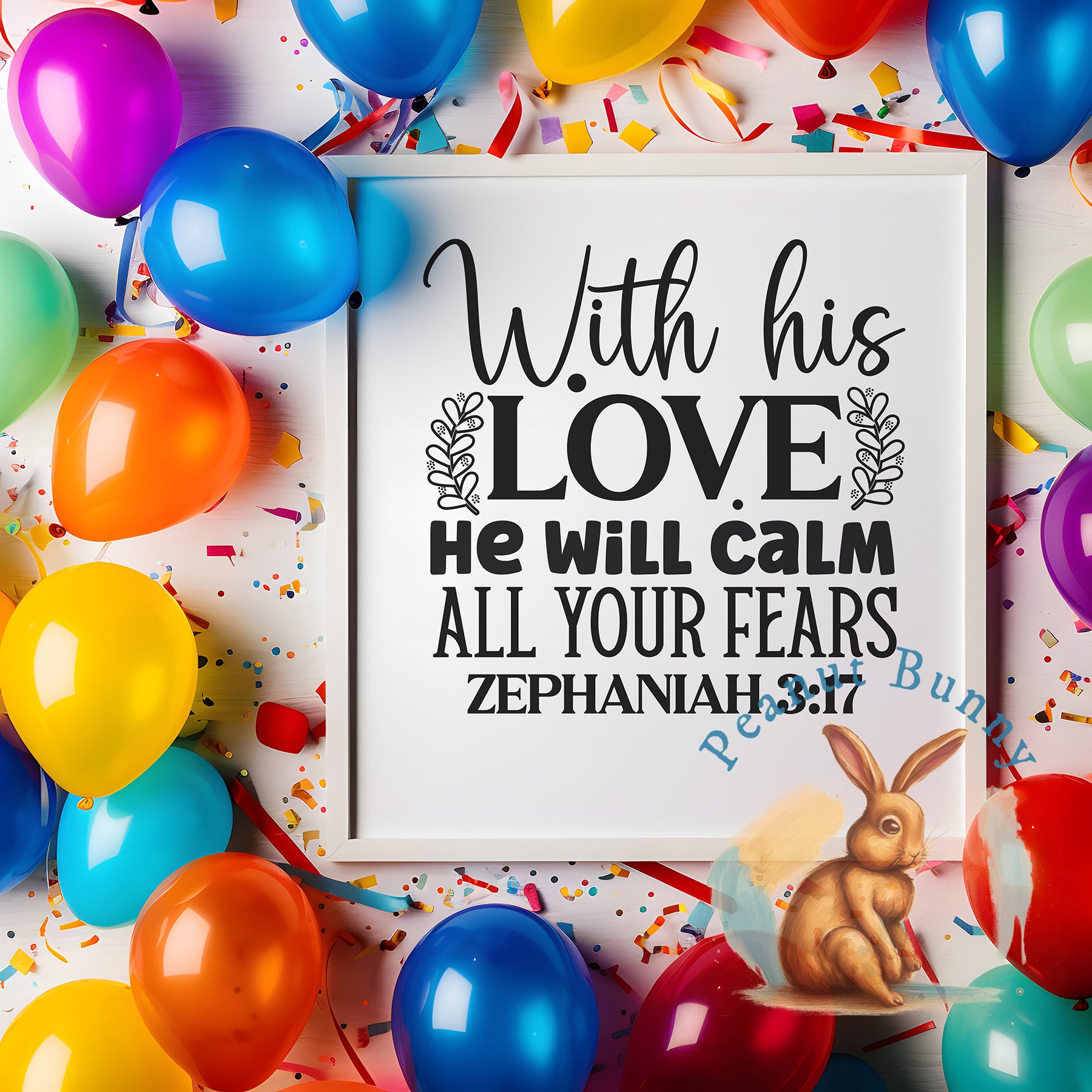 With his love he will calm all your fears Zephaniah 3 17-01 Christian DTF 607