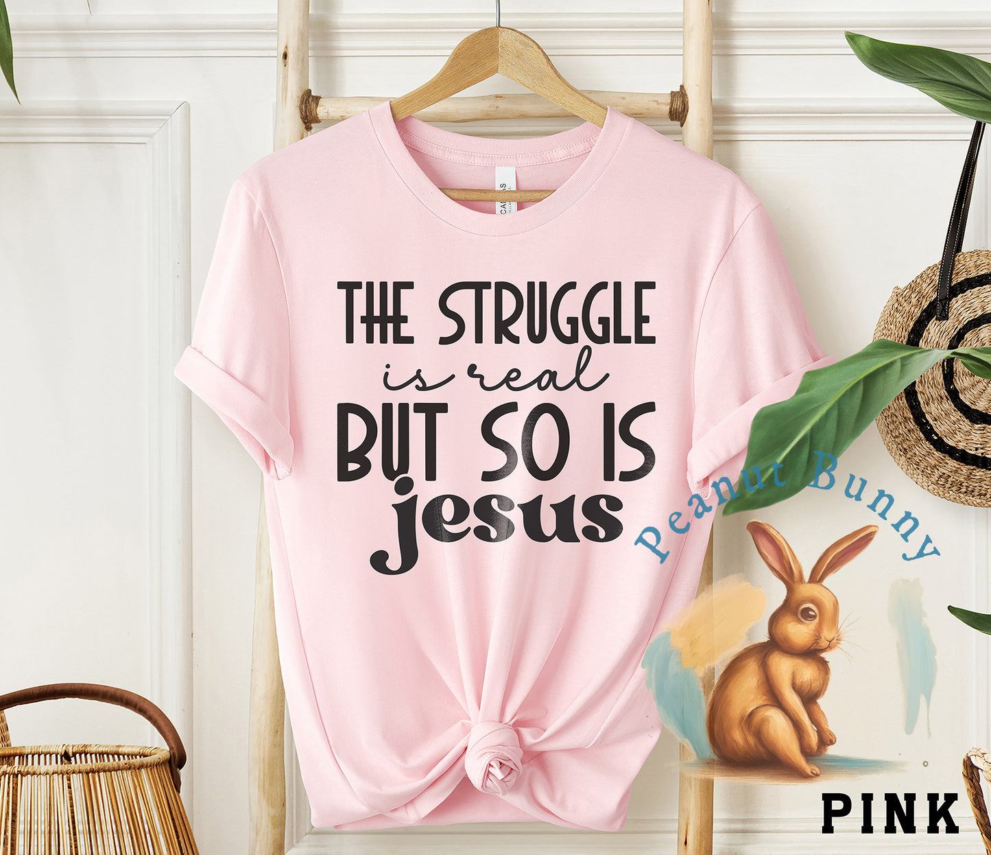 The struggle is real but so is jesus-01 Christian DTF 579